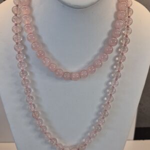 Rose Quartz Beaded Necklaces. 8mm 23 Inches And 10mm 16 Inches
